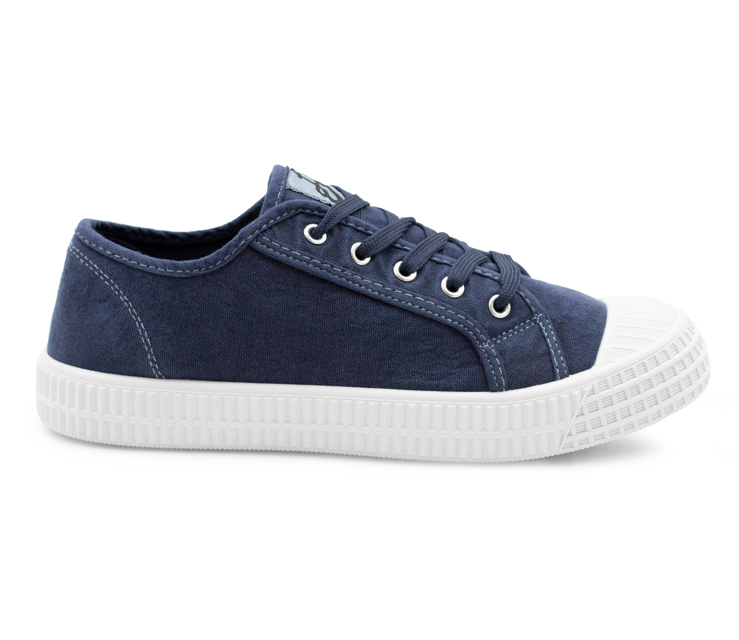 Womens Canvas Navy Lace Up Trainers Flat Sole Baseball Sneakers Ladies Flat Low Top Fashion Trainer Pumps
