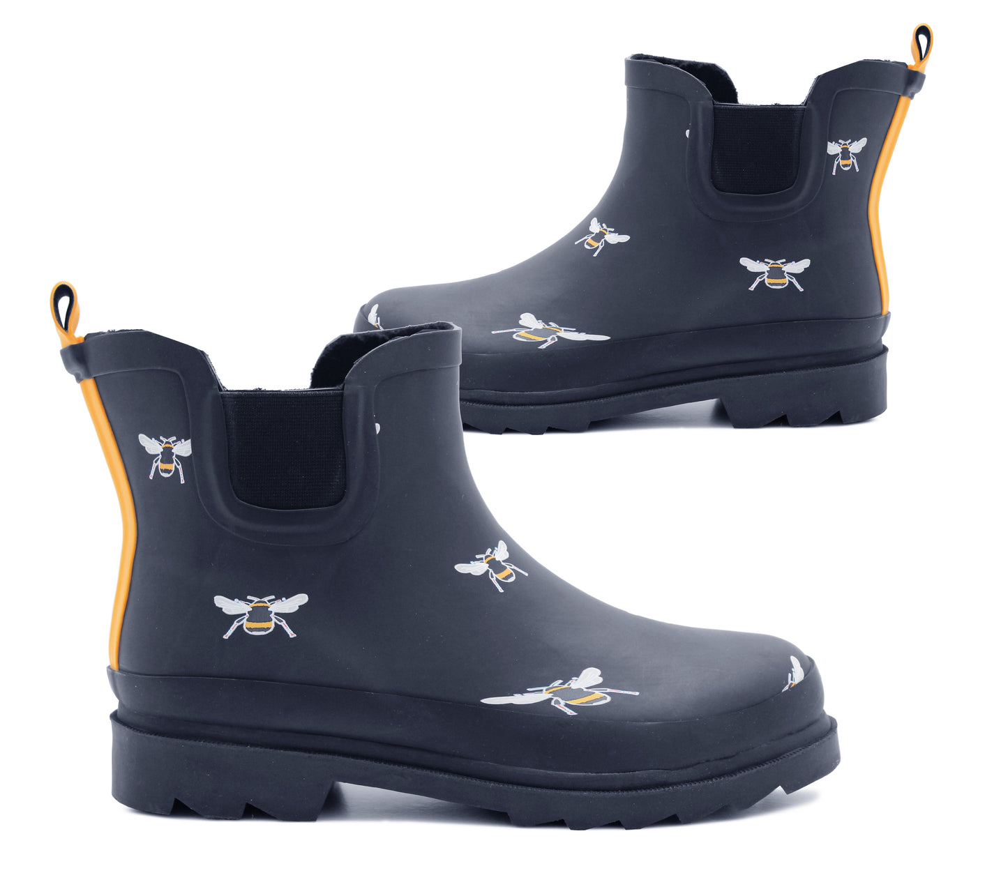 Womens Honey BEE Waterproof Ankle Boots Wellingtons Ladies Slip On Short Chelsea Rain Boots Festival Gardening Wellie Boots