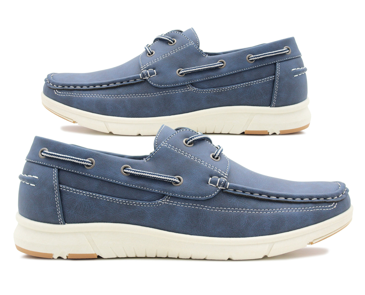 Mens Lace Up Navy Boat Shoes Casual Flat Deck Smart Trainers Shoes