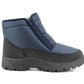 Mens Navy Snow Boots Warm Thermal Fleece Lined Zip Up Slip On Insulated Outdoor Winter Walking Ankle Boots
