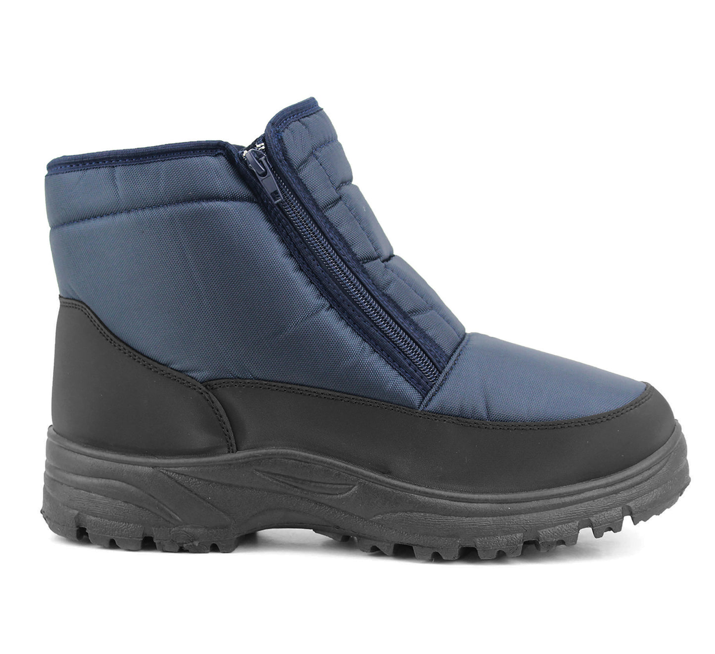 Mens Navy Snow Boots Warm Thermal Fleece Lined Zip Up Slip On Insulated Outdoor Winter Walking Ankle Boots