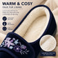 Womens Velour Slippers Faux Fur Lined Ladies Winter Wide Opening Diabetic Orthopaedic House Shoes