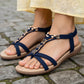 Womens Strappy Sandals Elastic Back Strap Comfort Flat Open Toe Summer Casual Beach Holiday Shoes