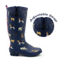 Womens Adjustable Calf Wellies Waterproof Ladies Fashion Festival Dog Walking Rain Mud Wellington Boots