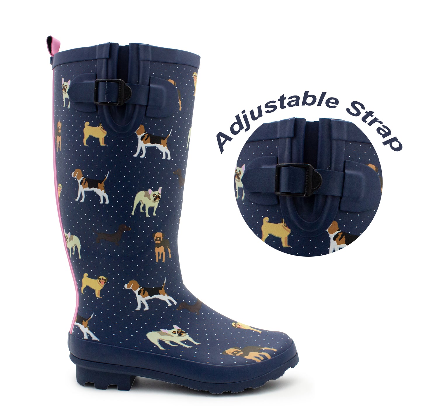 Womens Adjustable Calf Wellies Waterproof Ladies Fashion Festival Dog Walking Rain Mud Wellington Boots