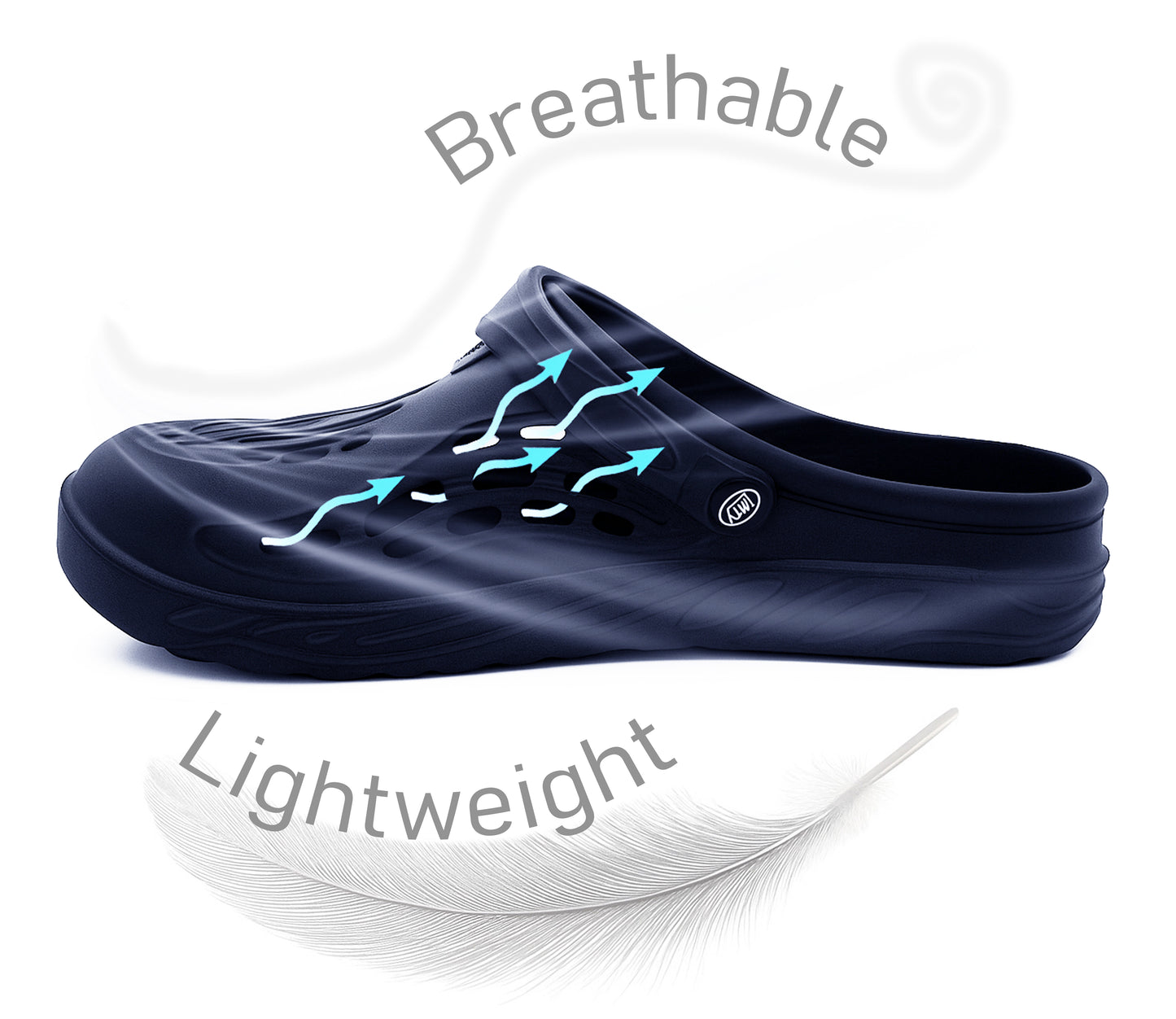 Womens Clogs Lightweight Navy EVA Breathable Beach Summer Sandals Ladies Garden Hospital Shower Pool Shoes
