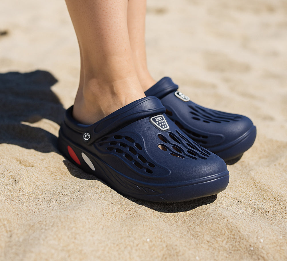 Womens Clogs Lightweight Navy EVA Breathable Beach Summer Sandals Ladies Garden Hospital Shower Pool Shoes