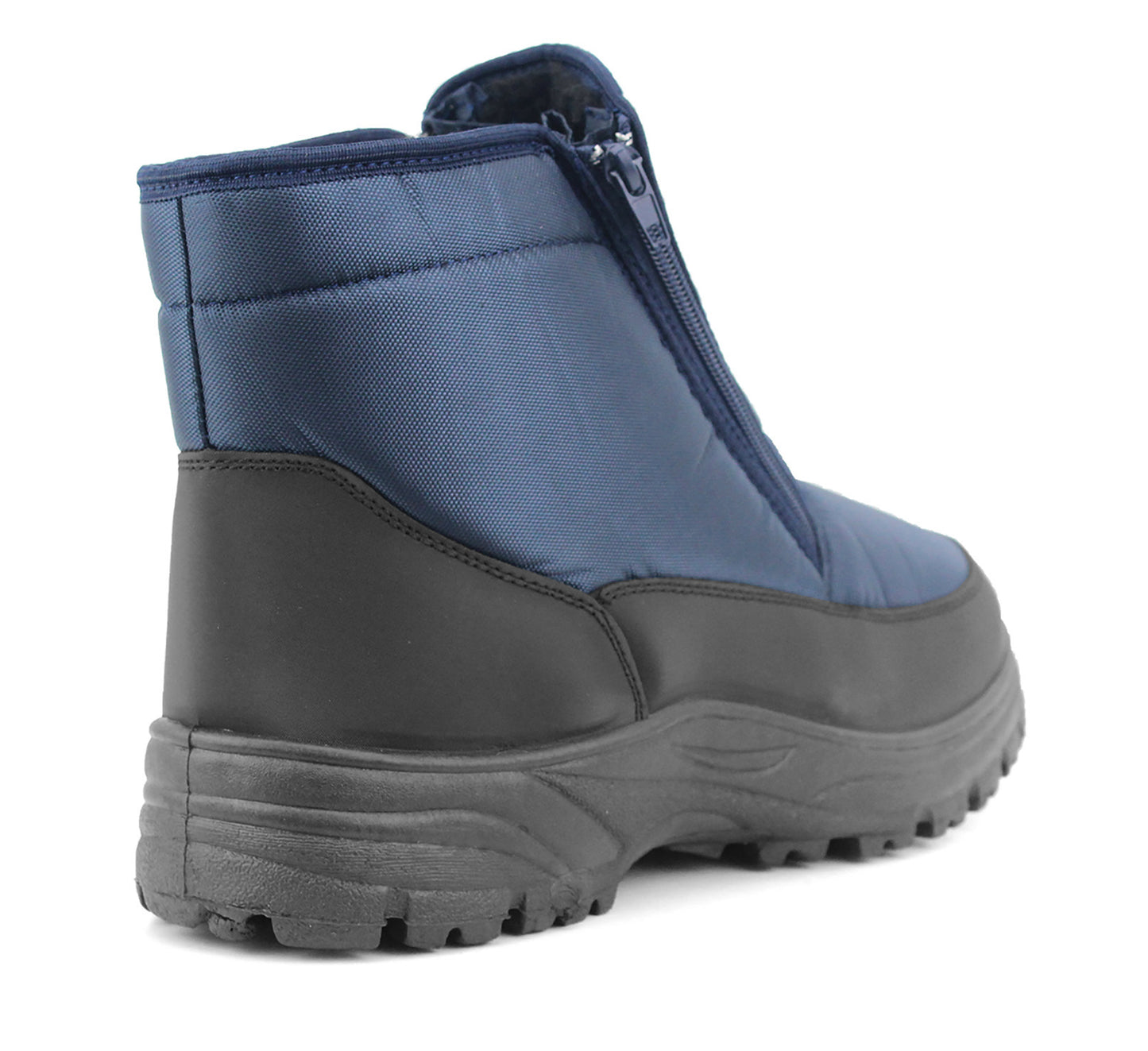 Mens Navy Snow Boots Warm Thermal Fleece Lined Zip Up Slip On Insulated Outdoor Winter Walking Ankle Boots