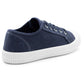 Womens Canvas Navy Lace Up Trainers Flat Sole Baseball Sneakers Ladies Flat Low Top Fashion Trainer Pumps