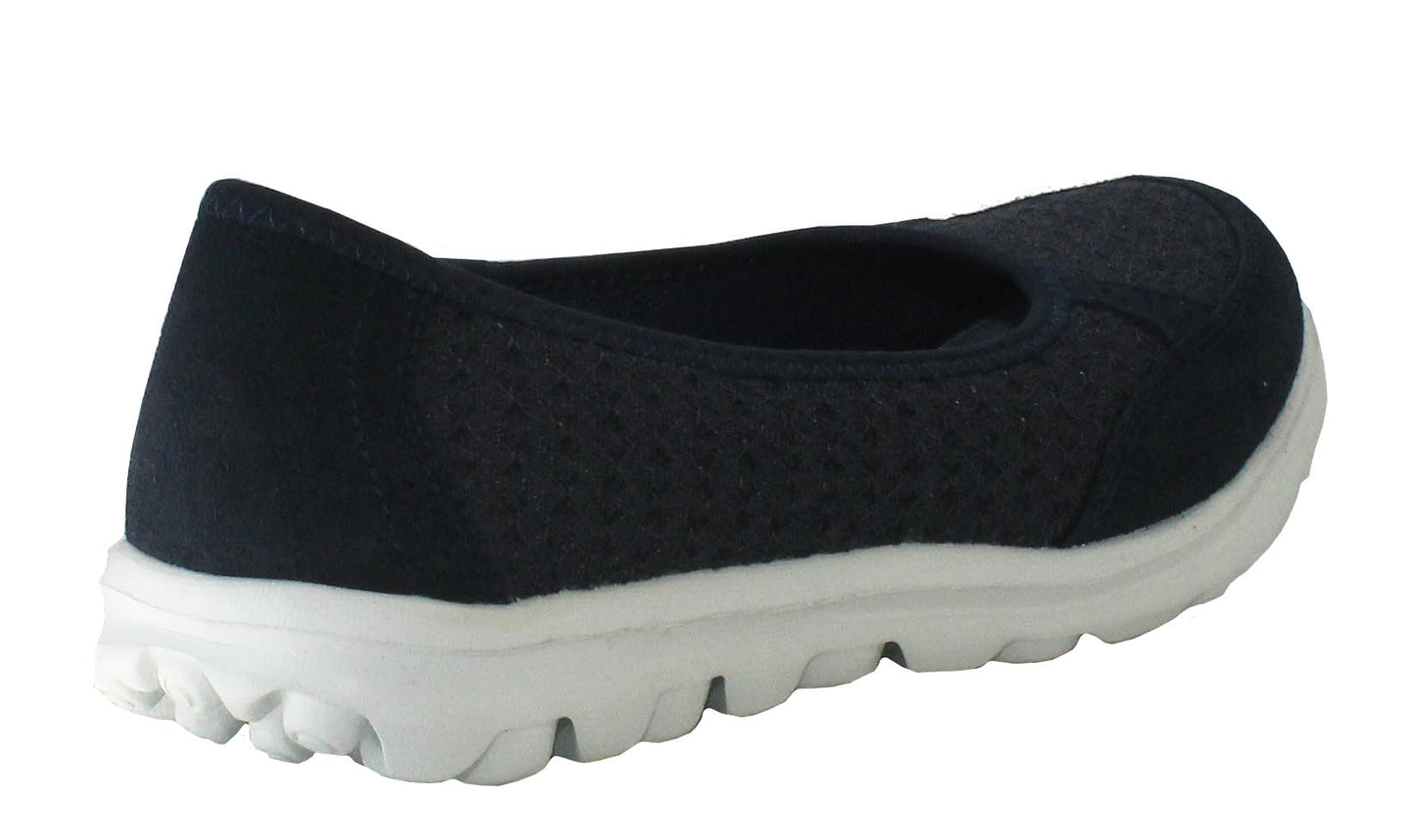 Womens Ladies Lightweight Memory Foam Slip On Suede Leather Mesh Go Walk Running Fitness Pumps Trainers Shoes