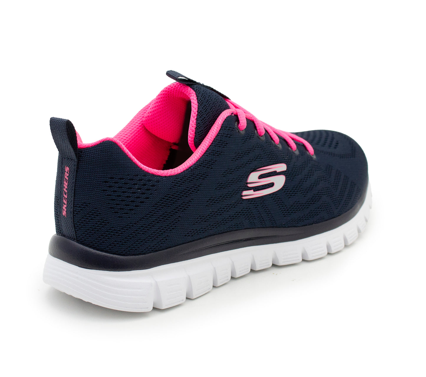 Skechers 12615 Graceful Wide Fit Womens Trainers Memory Foam Ladies Sneakers Navy Pink Mesh