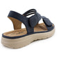 Womens Touch Fasten Sandals Lightweight Low Wedge Flat Slip On Open Toe Elastic Slingbacks Ladies Summer Casual Fashion Sandals Navy Blue