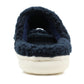 Womens Slip On Navy Fleece Sliders Warm Cosy Indoor House Shoes Backless Mule Slippers