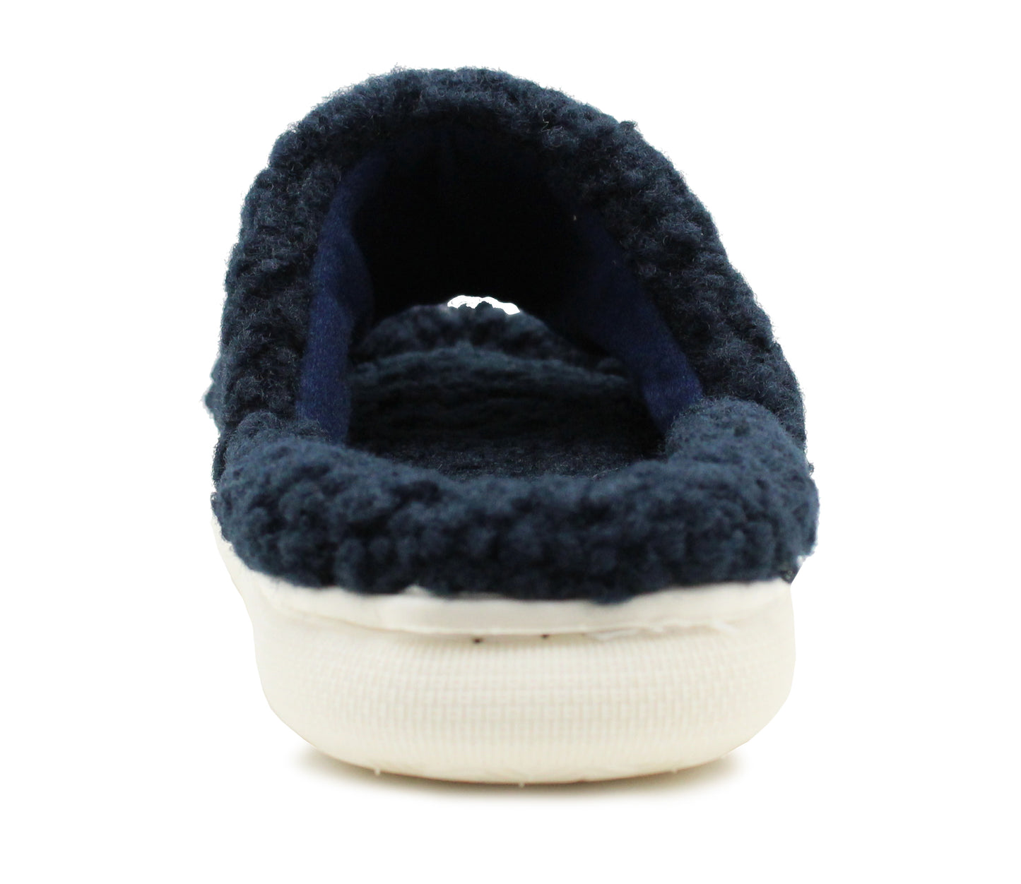 Womens Slip On Navy Fleece Sliders Warm Cosy Indoor House Shoes Backless Mule Slippers