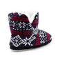 Womens Ankle Boot Slippers Knitted Fair Isle Warm Faux Fur Lined Slip On Cosy Lightweight Snuggle Booties