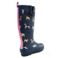 Womens Adjustable Calf Wellies Waterproof Ladies Fashion Festival Dog Walking Rain Mud Wellington Boots