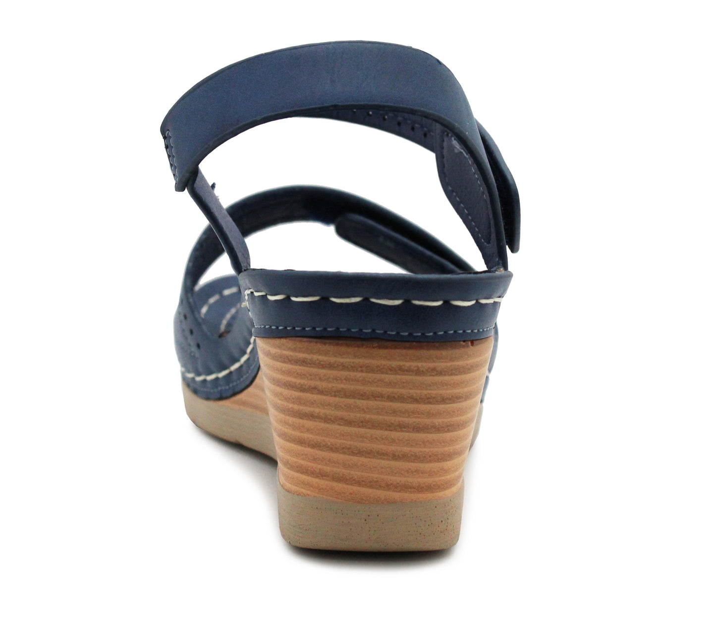SHELLEY Womens Navy Touch Fasten Lightweight Wedge Heel Platform Sandals Ladies Summer Fashion Slingbacks