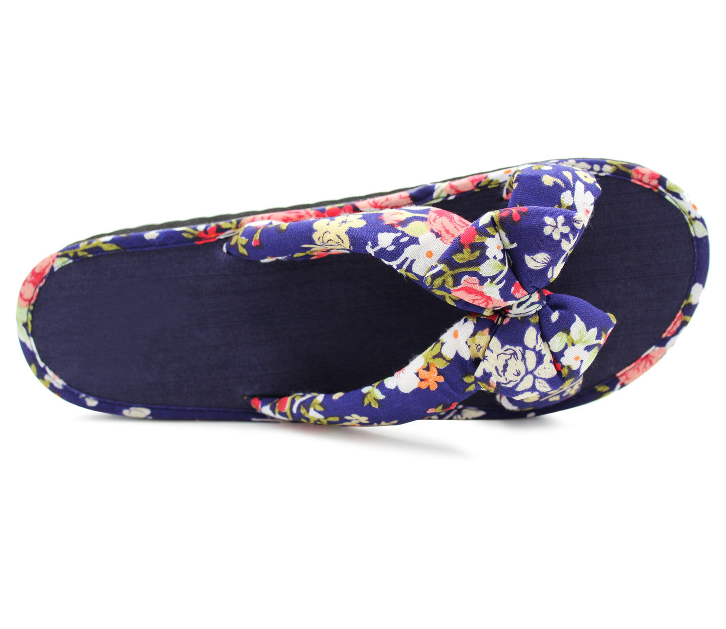 Womens Floral Mule Sandals Slip On Summer Beach Flip Flops Ladies Flat Bow Sliders Spa Pool Slides Navy Floral