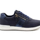 Womens Lace Up Trainers with Side Zip Fastening Ladies Fashion Sneaker Navy Metallic Casual Sports Shoes