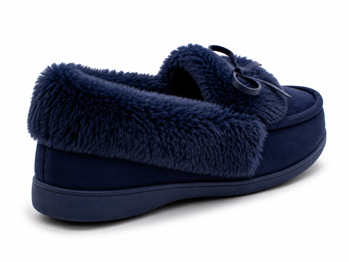 Womens Memory Foam Moccasin Slippers Faux Fur Trim Warm Slip On Ladies Winter House Shoes