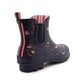 Womens Navy Floral Wellington Low Cut Wellies Short Ankle Wellington Boots