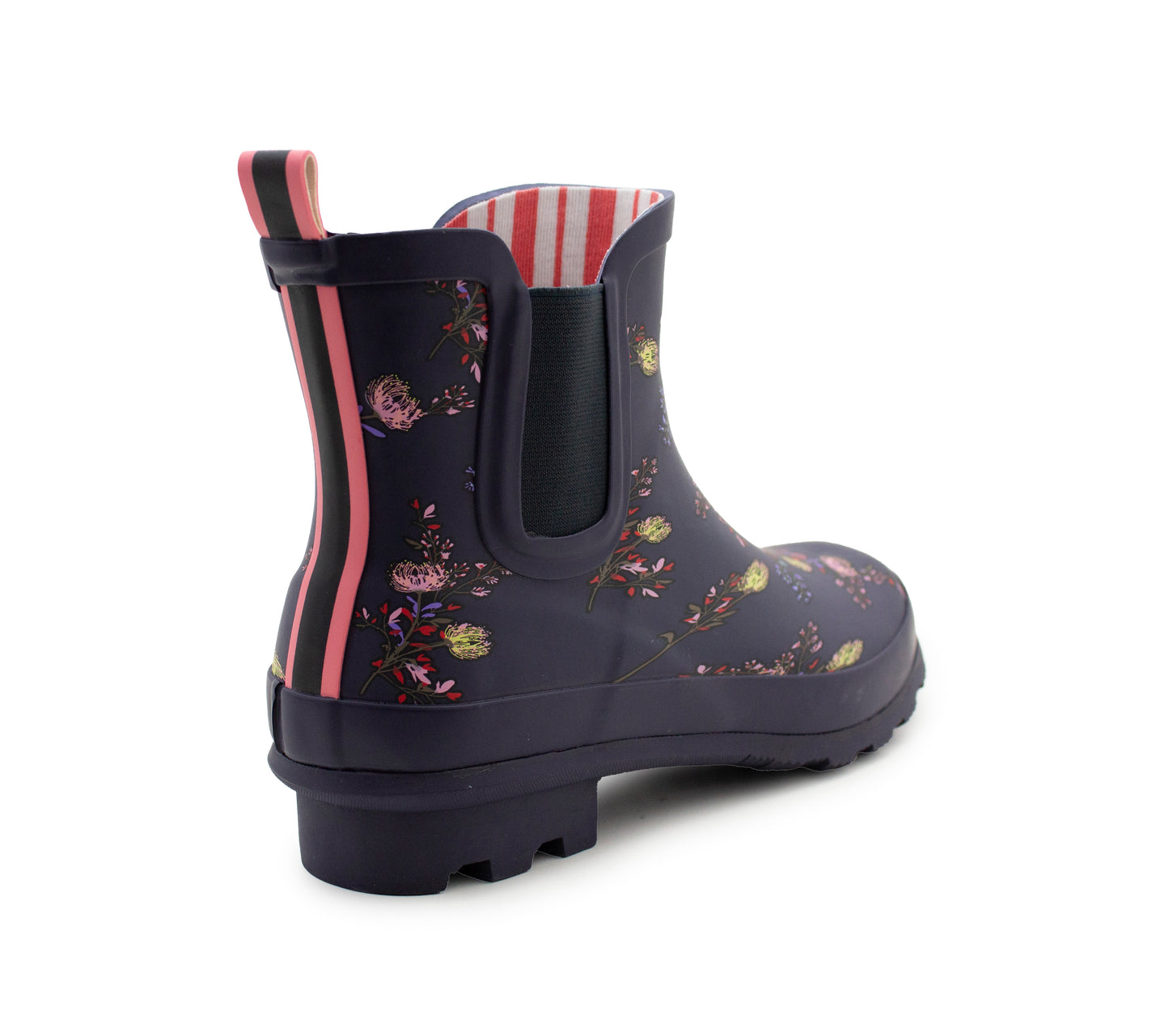 Womens Navy Floral Wellington Low Cut Wellies Short Ankle Wellington Boots