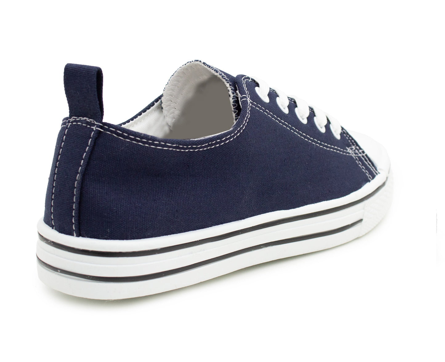 Womens Canvas Trainers Navy Lace Up Baseball Sneakers Ladies Flat Low Top Fashion Trainer Pumps