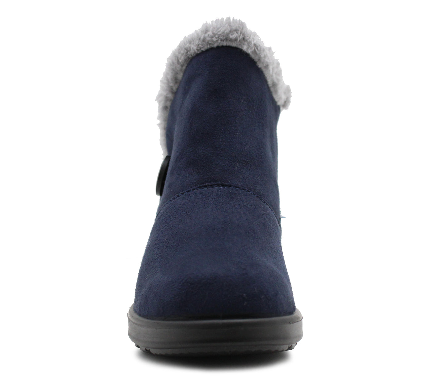 Cushion Walk Womens Faux Fur Lined Boots Ladies Warm Ankle High Slip On Low Wedge Snug Winter Boots