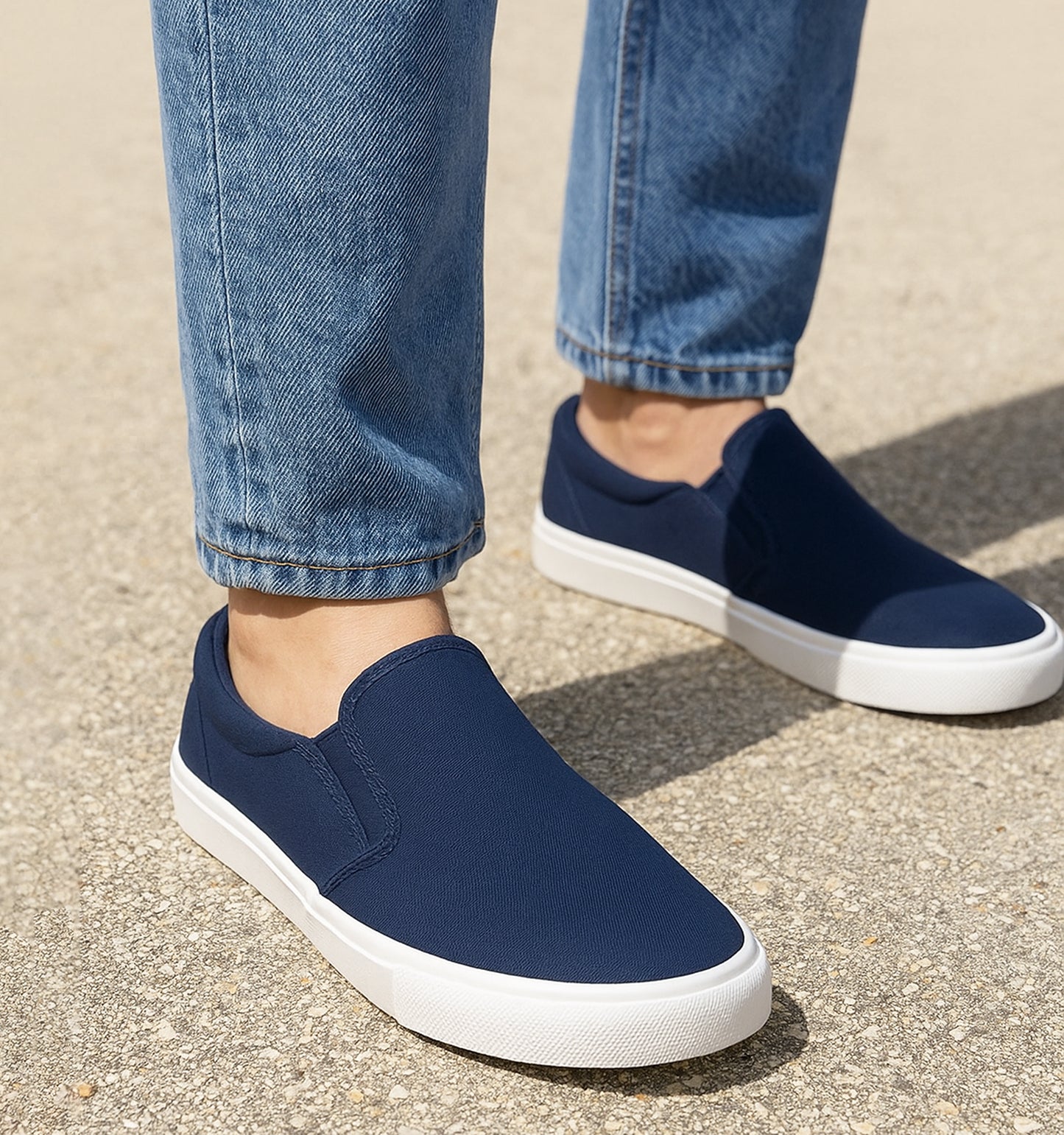 Mens Canvas Slip On Trainers Casual Flat Boat Deck Shoe Skate Sneaker Pumps