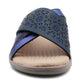 Womens Slip On Sandals Low Wedge Open Toe Summer Fashion Beach Slides Flip Flops Backless Mules Navy Blue