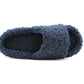 Womens Slip On Navy Fleece Sliders Warm Cosy Indoor House Shoes Backless Mule Slippers