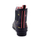 Womens Navy Floral Wellington Low Cut Wellies Short Ankle Wellington Boots