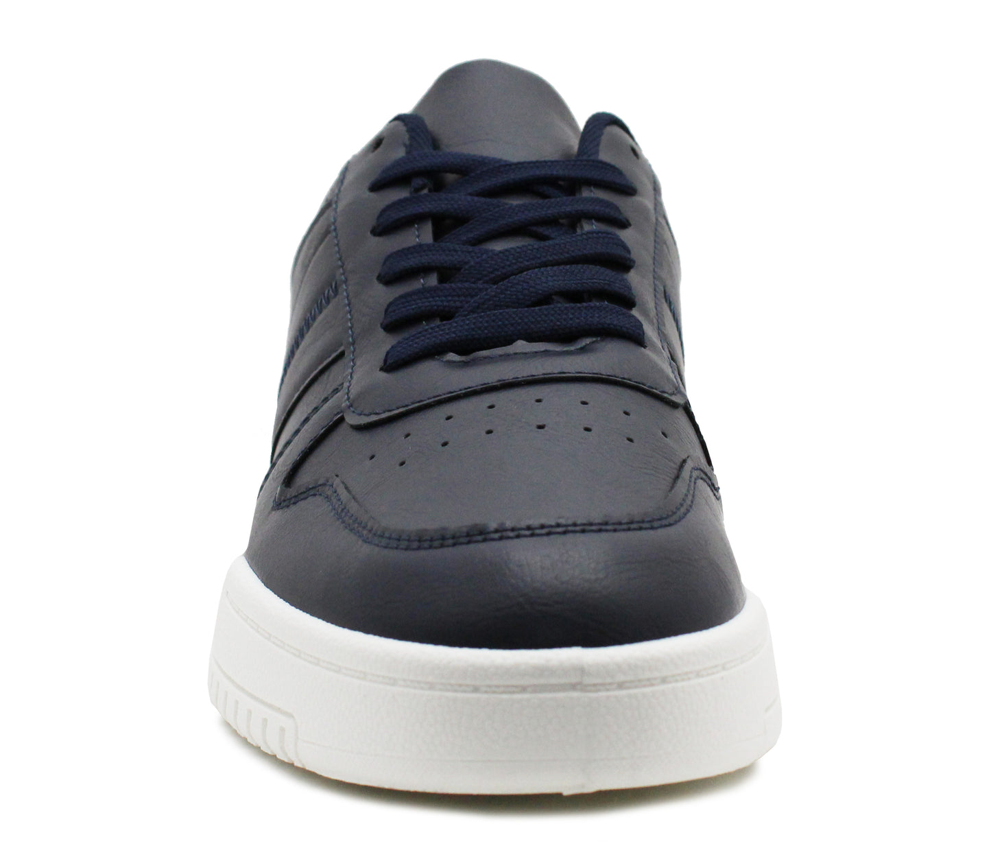 Mens Lace Up Trainers Casual Smart Flat Navy Synthetic Leather Fashion Sports Sneakers