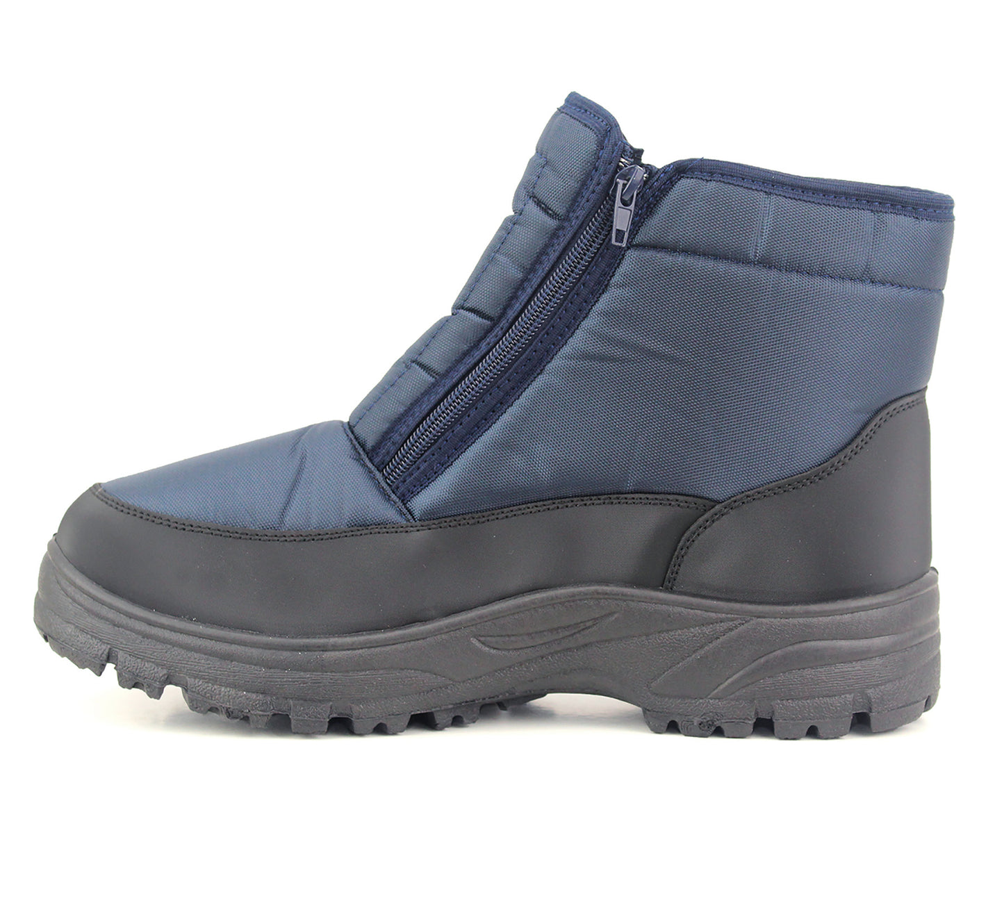 Mens Navy Snow Boots Warm Thermal Fleece Lined Zip Up Slip On Insulated Outdoor Winter Walking Ankle Boots