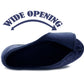 Womens Wide Opening Slippers Navy Velour Touch Fasten Diabetic Orthopaedic Slip On House Shoes Flat Comfort Bedroom Shoes