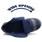 Mens Touch Fasten Slippers Navy Blue Check Felt Wide Opening House Shoes Casual Comfort Indoor Slipper