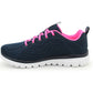 Skechers 12615 Graceful Wide Fit Womens Trainers Memory Foam Ladies Sneakers Navy Pink Mesh