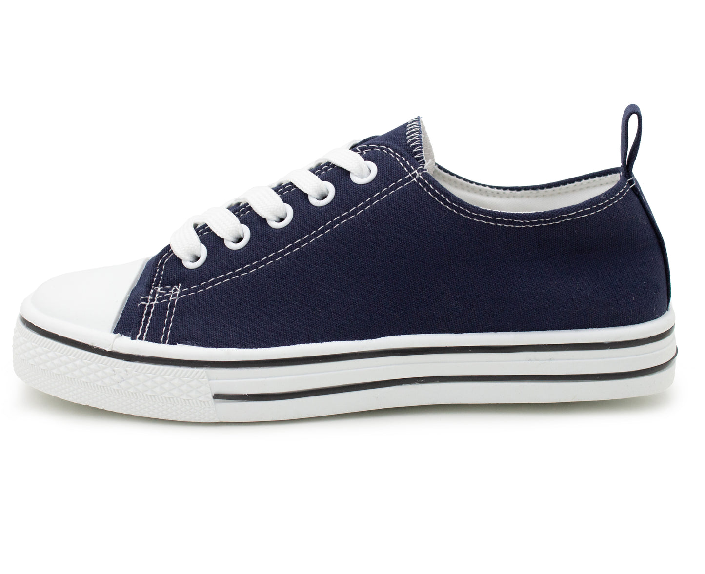 Womens Canvas Trainers Navy Lace Up Baseball Sneakers Ladies Flat Low Top Fashion Trainer Pumps