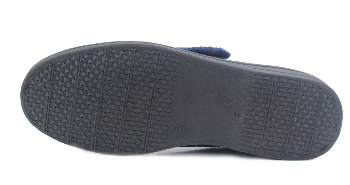 Mens Wide Opening Diabetic Orthopaedic Machine Washable Check Velour Touch Fasten Slippers SIZE UK 12