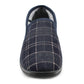 Mens Slip On Navy Check Faux Fur Lined Warm Winter Slippers