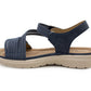 Womens Touch Fasten Sandals Lightweight Low Wedge Flat Slip On Open Toe Elastic Slingbacks Ladies Summer Casual Fashion Sandals Navy Blue