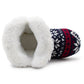 Womens Ankle Boot Slippers Knitted Fair Isle Warm Faux Fur Lined Slip On Cosy Lightweight Snuggle Booties