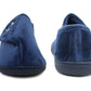 Womens Lightweight Faux Fur Wide Opening Touch Fasten Diabetic Orthopaedic Navy Slippers