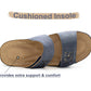 Womens Backless Sandals Touch Fasten Low Wedge Heel Open Toe Metallic Summer Ladies Fashion Sandal Beach Slides Shoes Navy