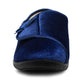 Womens Velour Faux Fur Lined Ladies Winter Wide Opening Diabetic Orthopaedic Navy Slippers