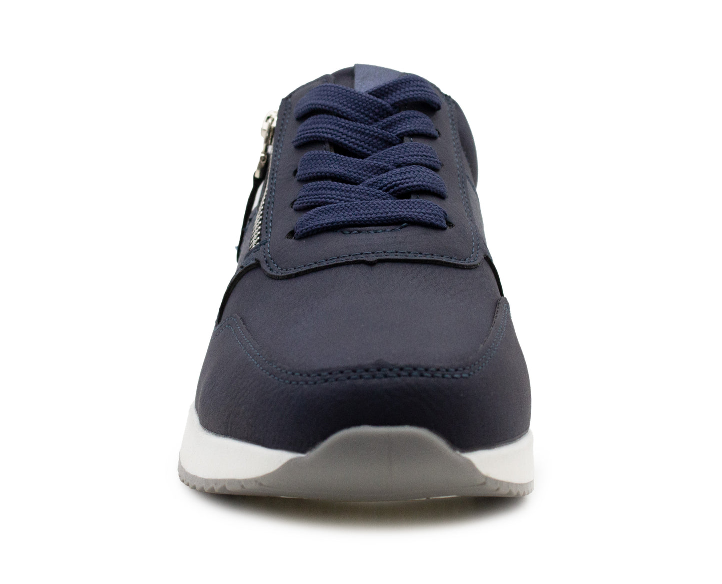 Womens Lace Up Trainers with Side Zip Fastening Ladies Fashion Sneaker Navy Metallic Casual Sports Shoes
