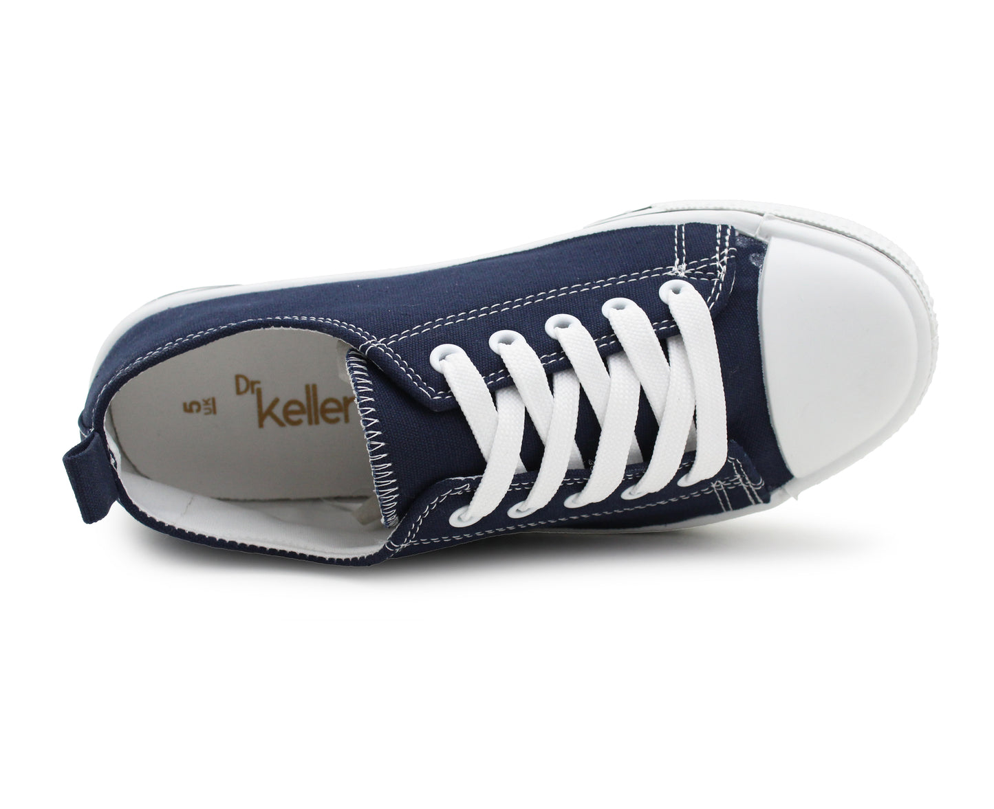 Womens Canvas Trainers Navy Lace Up Baseball Sneakers Ladies Flat Low Top Fashion Trainer Pumps