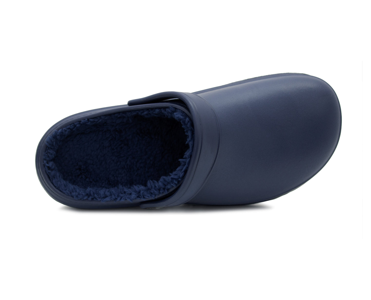 Womens Clogs Warm Fleece Lined Navy Blue Thermal Waterproof Lightweight EVA Garden Clogs Kitchen Nurse Faux Fur Slippers House Shoes