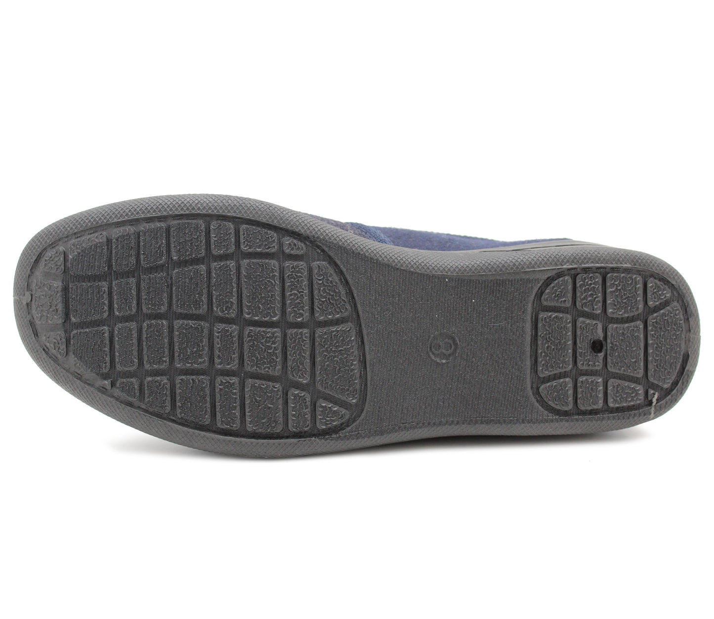 Mens Slip On Navy Check Faux Fur Lined Warm Winter Slippers