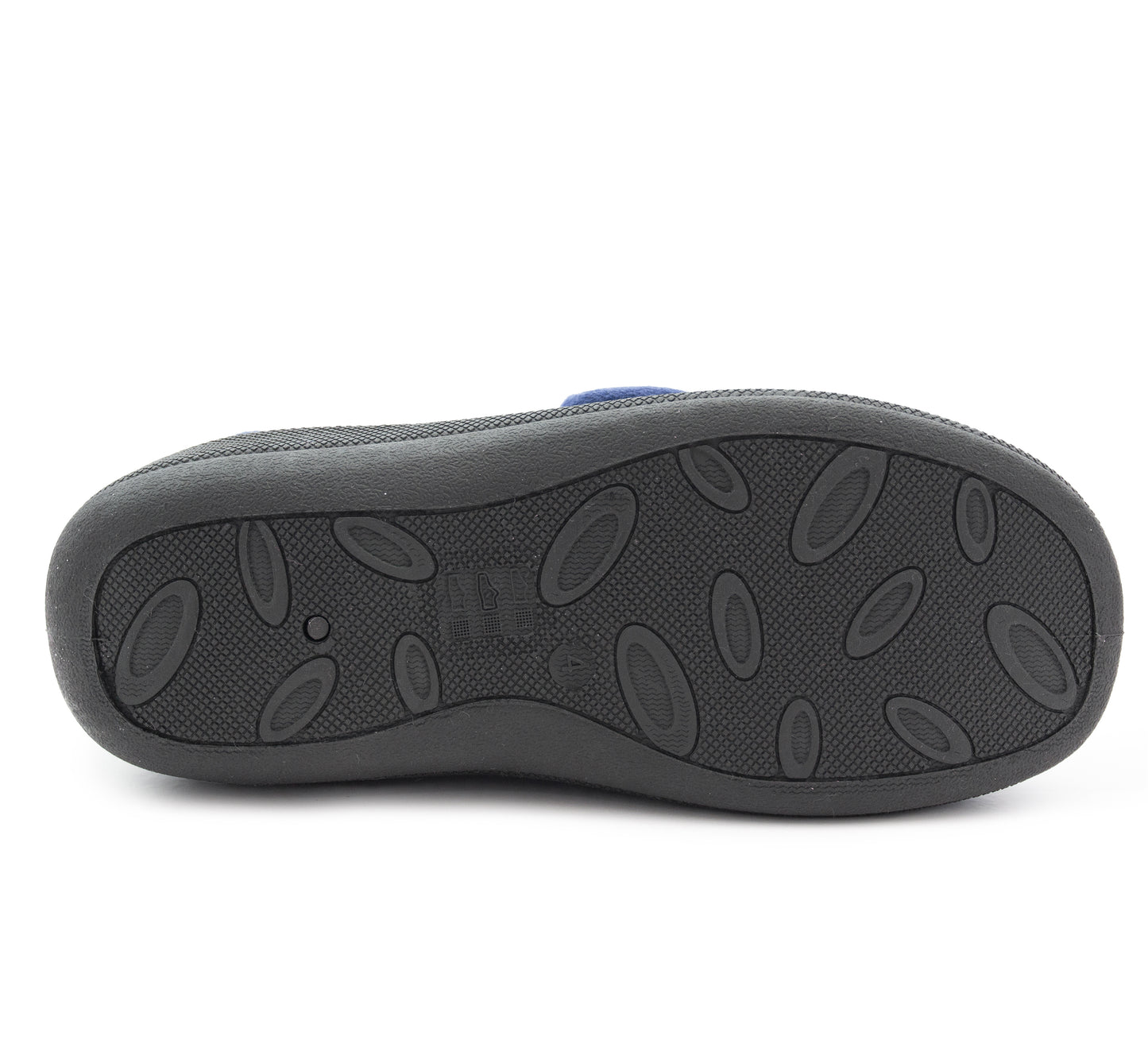 Womens Fleece Lined Navy Slippers Warm Wide Opening Touch Fasten Strap Winter Indoor Cosy Ladies Casual Flat House Shoes